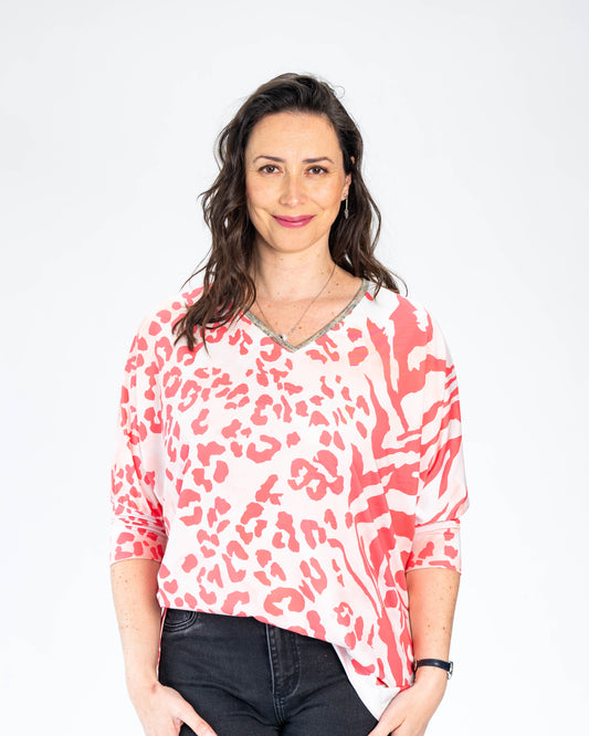 Polera Ivette Cebra Coral