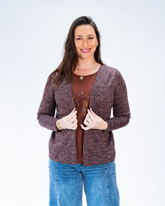 Sweater Duo Metalizado Café