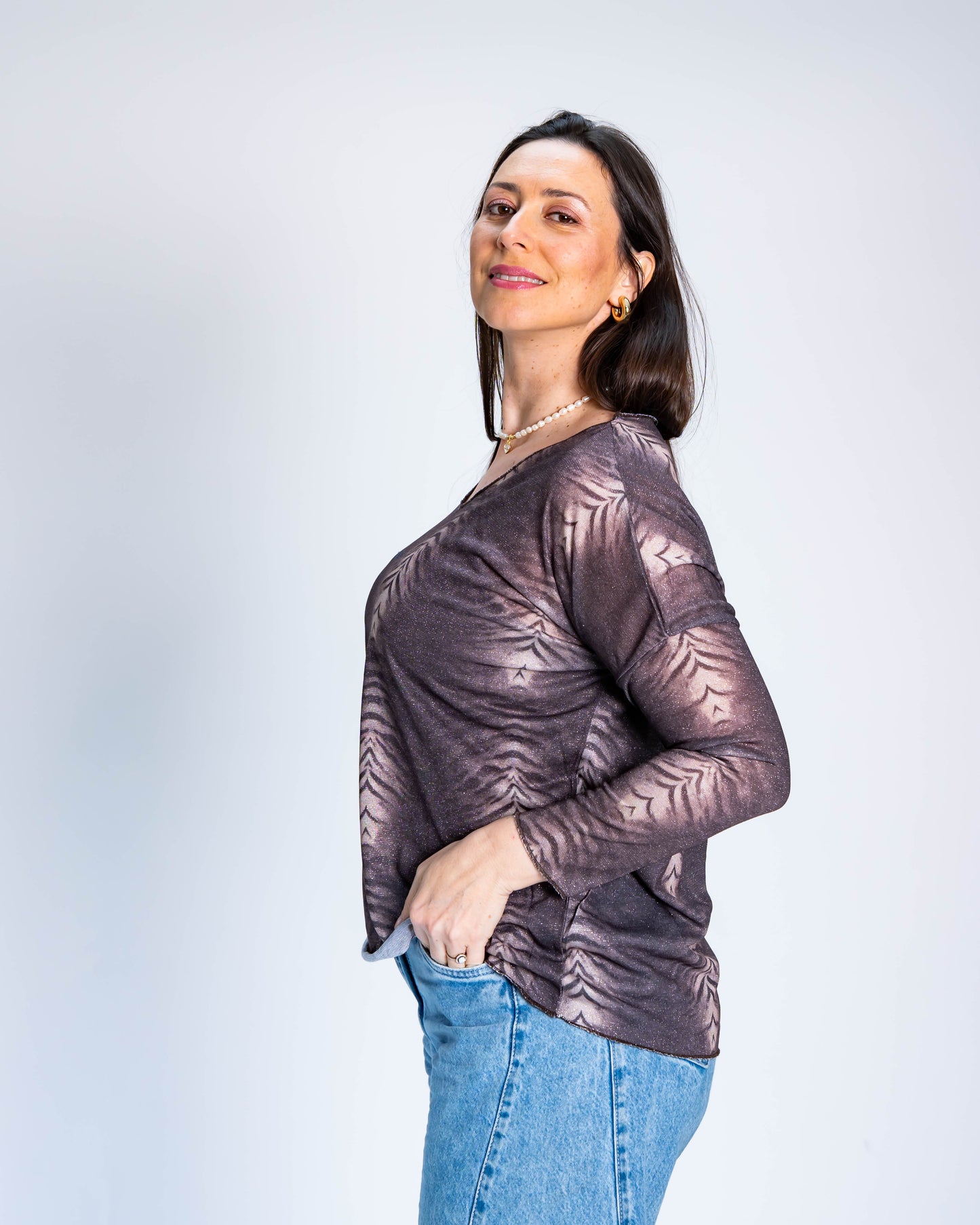 Polera Brillos Sabrina Café