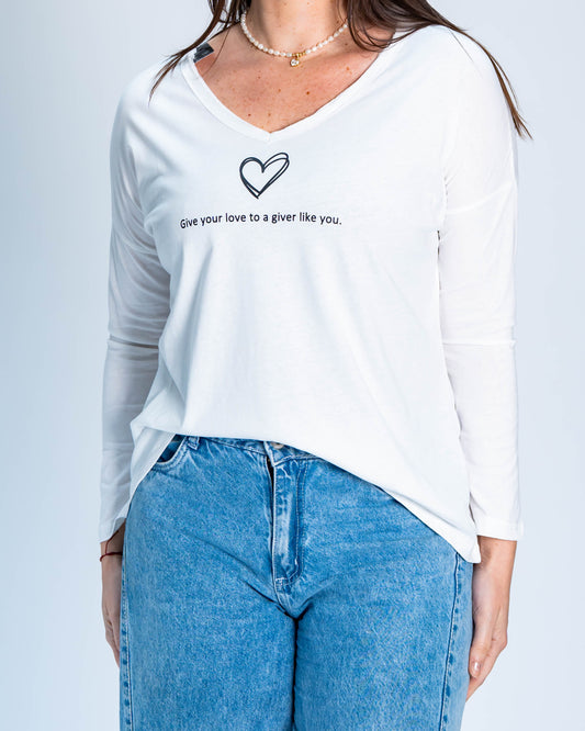 Polera Heart Like You Blanco