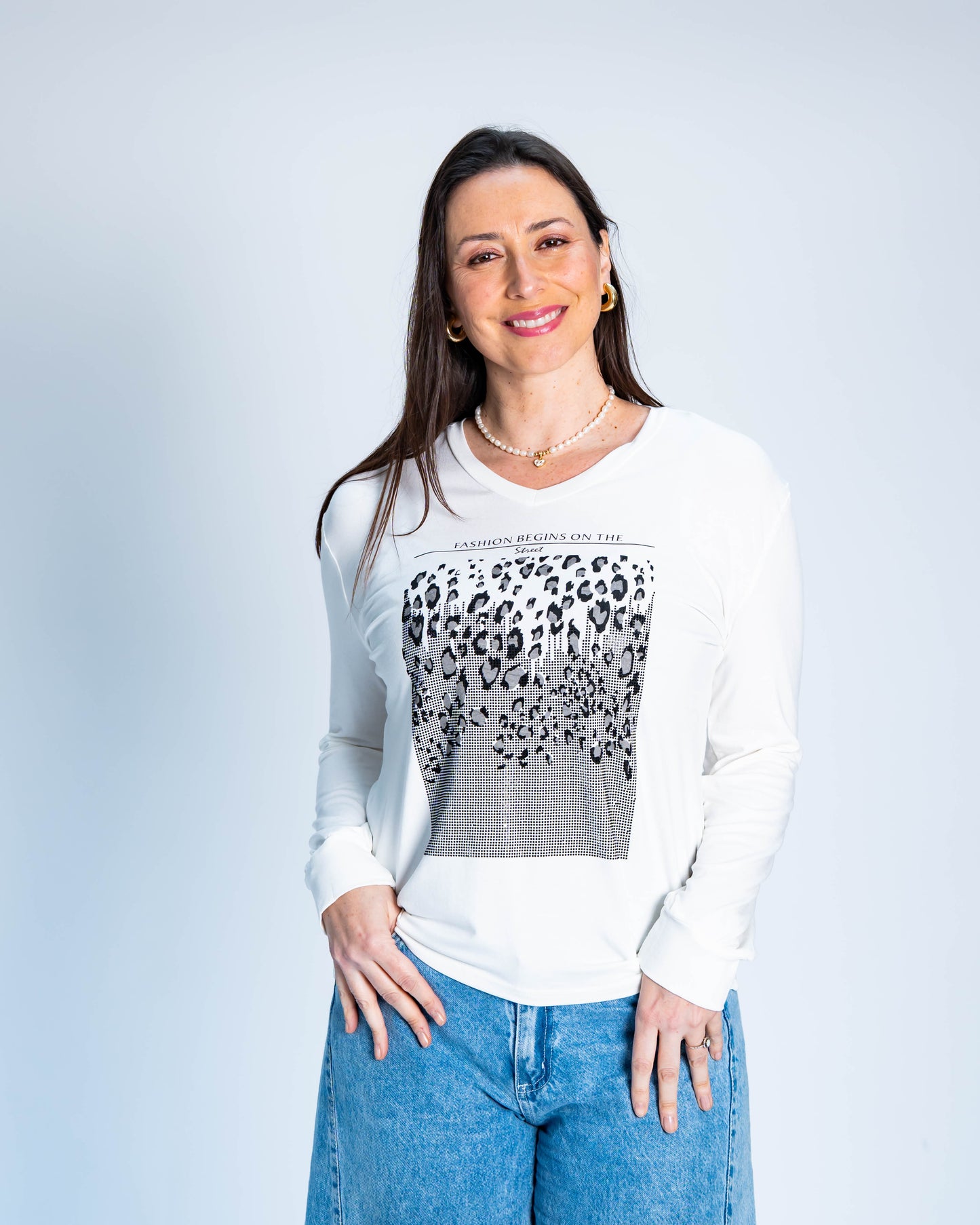 Polera Brillos Grace Blanco