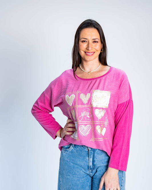 Polera You Smile Rosada