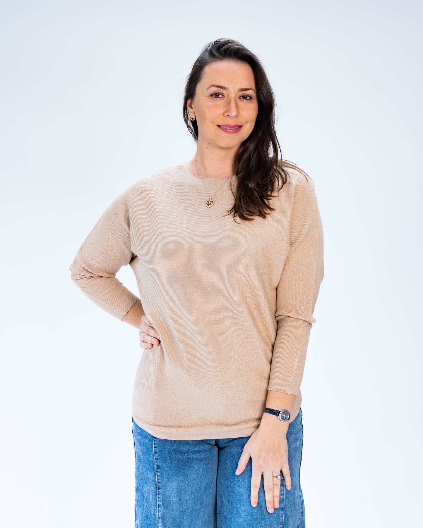 Sweater Lurex Fernanda Beige