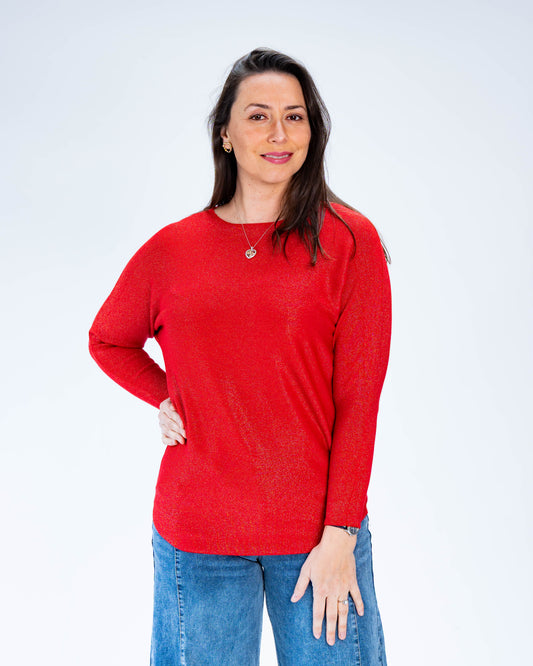 Sweater Lurex Fernanda Rojo