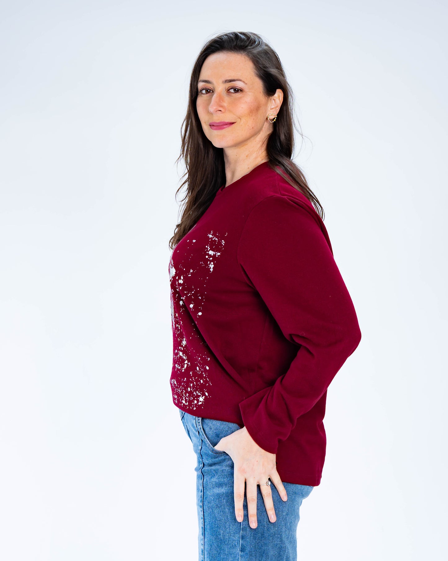 Polera Star Silver Burdeo