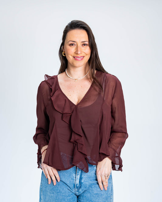 Blusa Lisa Vuelos Burdeo
