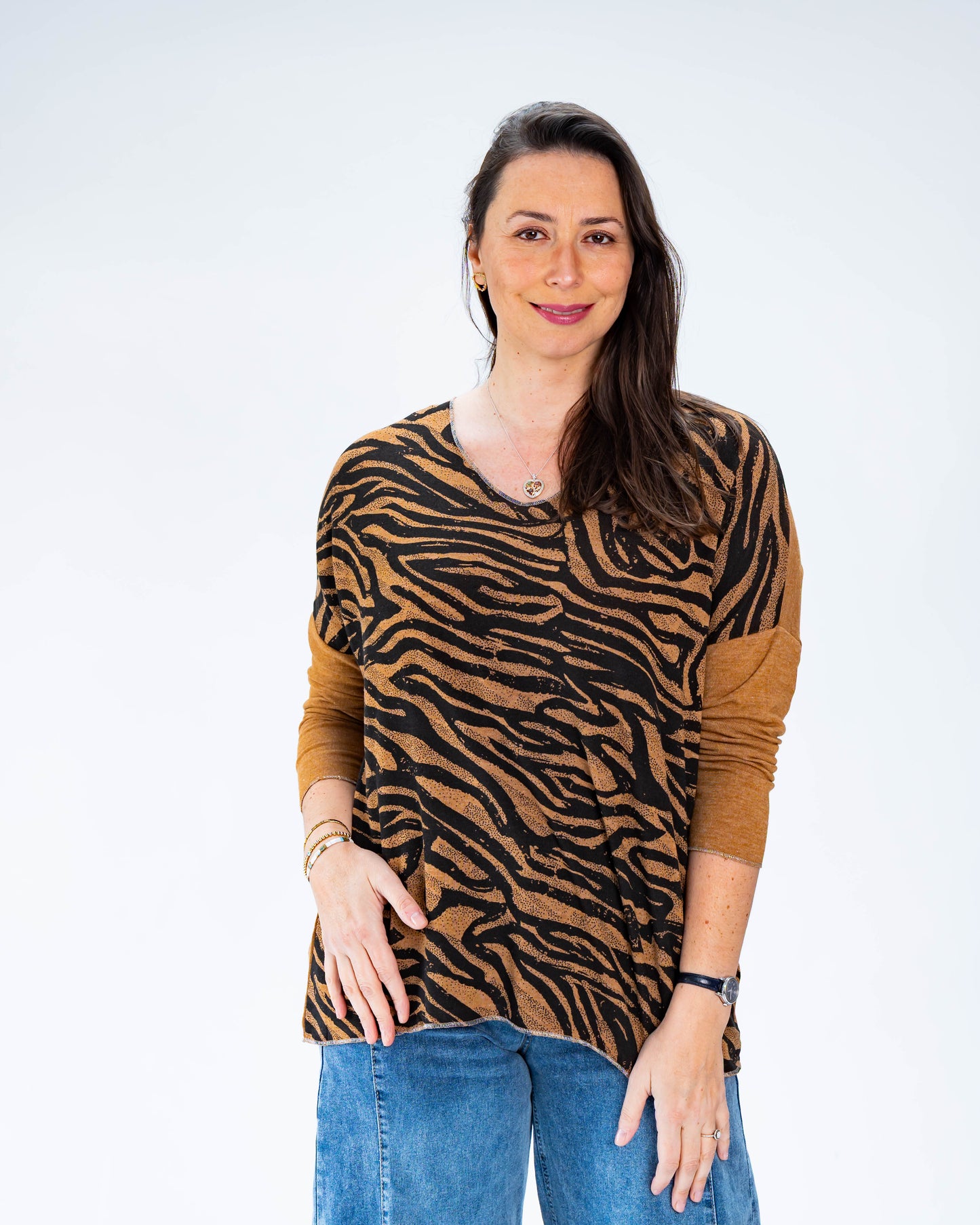 Polera Hilo Cebra Café