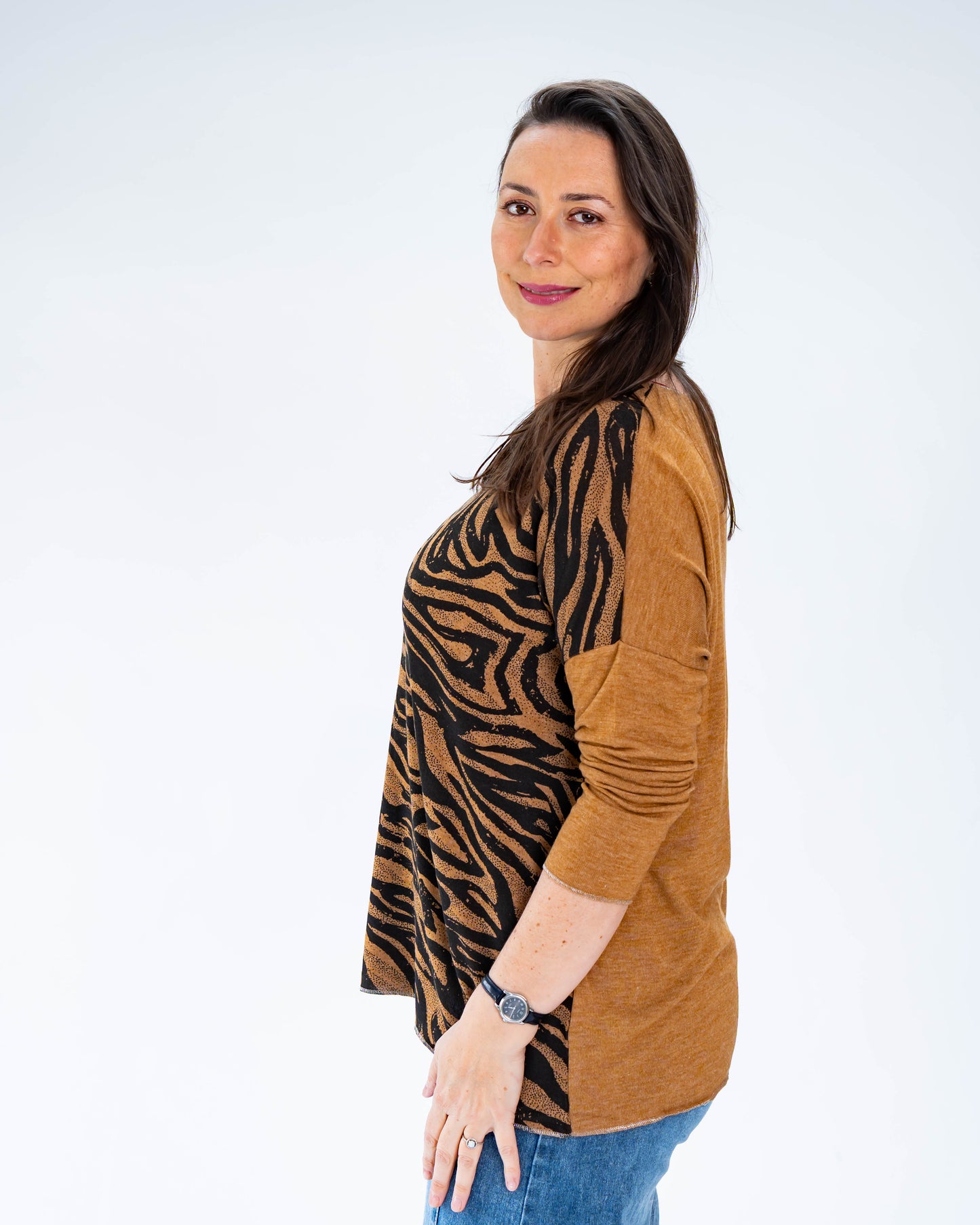 Polera Hilo Cebra Café