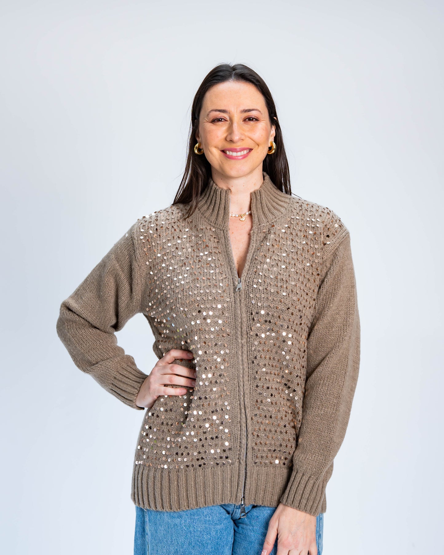 Chaleco Lentejuelas Beige