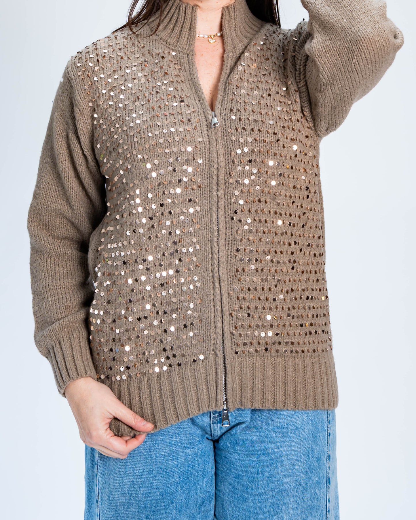 Chaleco Lentejuelas Beige