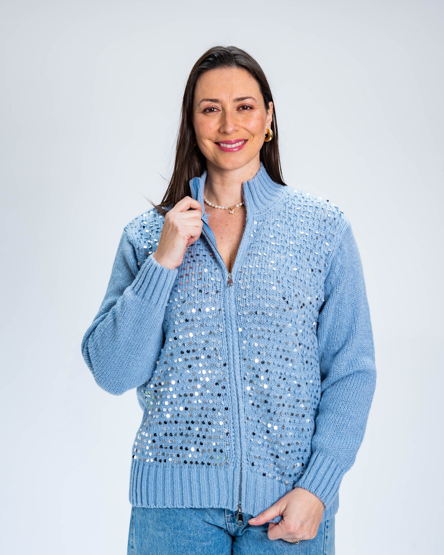 Chaleco Lentejuelas Celeste