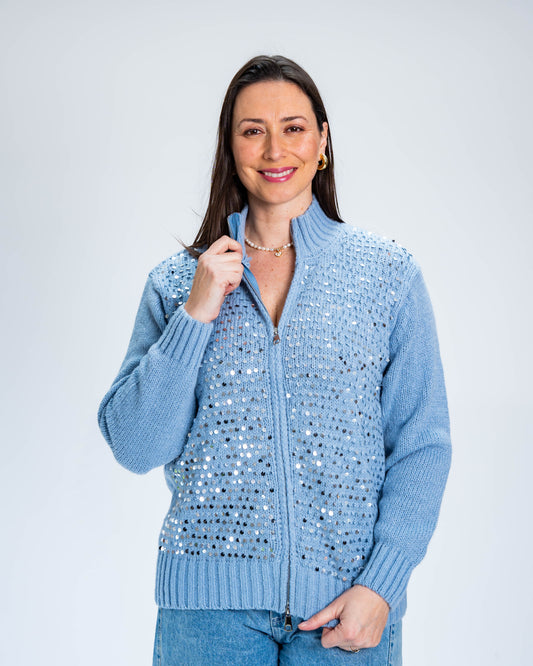 Chaleco Lentejuelas Celeste