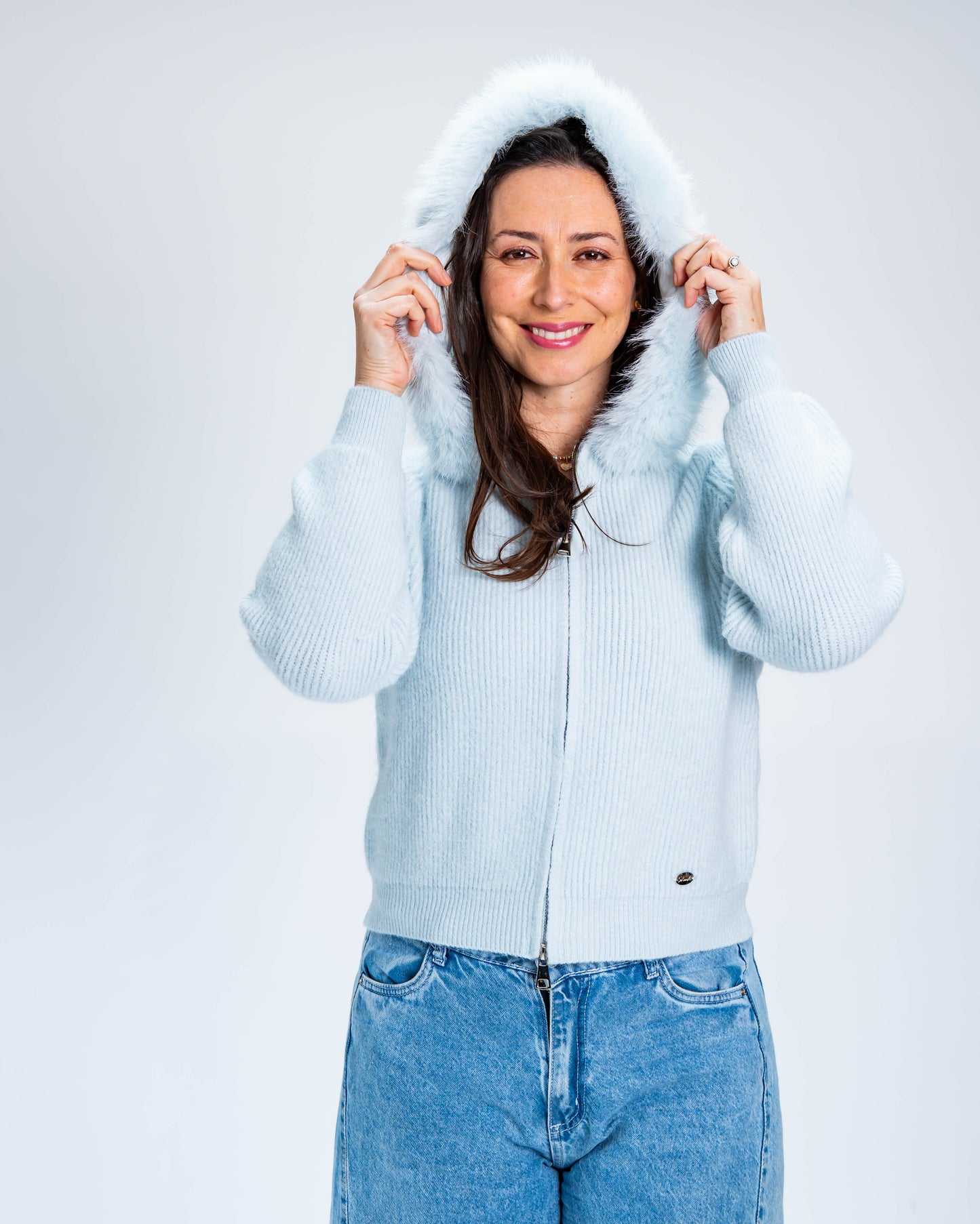 Chaleco con Piel Celeste