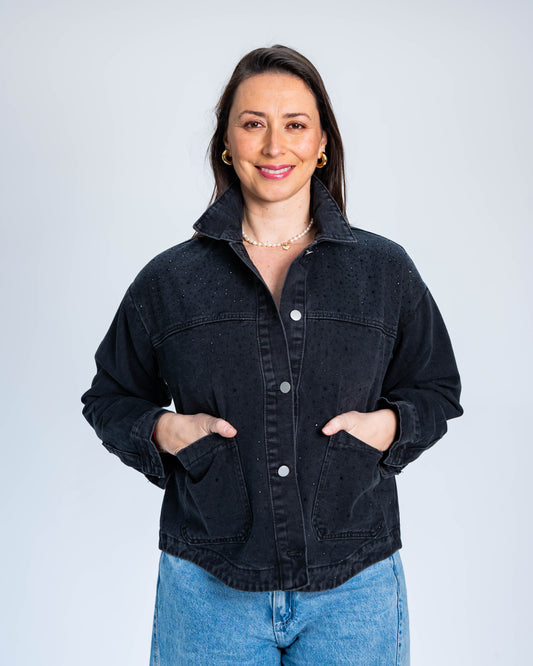 Chaqueta Brillos Demi Negro