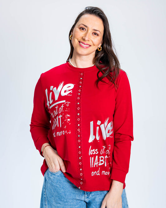Polerón Tachas Love Rojo