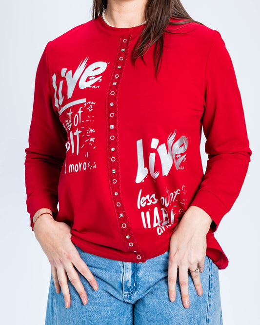 Polerón Tachas Love Rojo