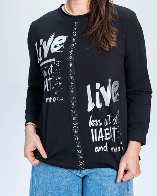 Polerón Tachas Love Negro