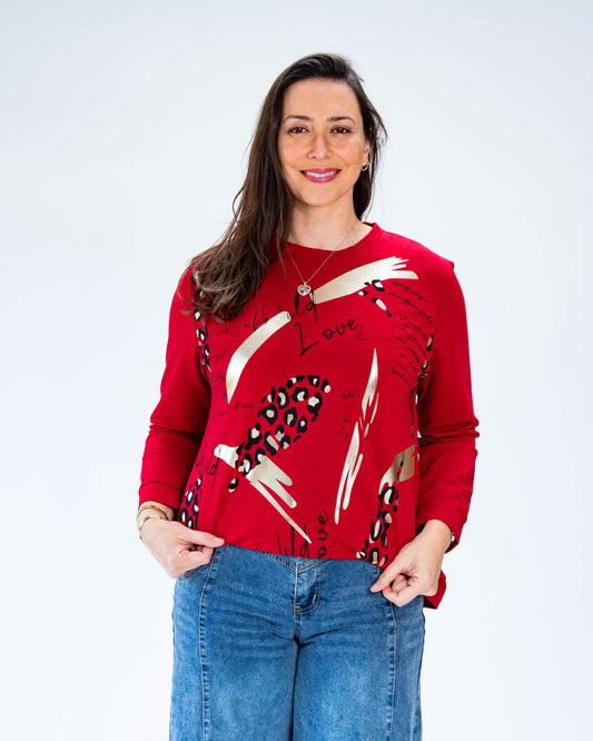 Polerón Wild love Dorado Rojo