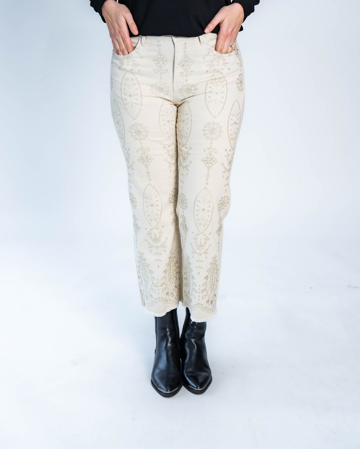 Jeans Esme Bordado Beige