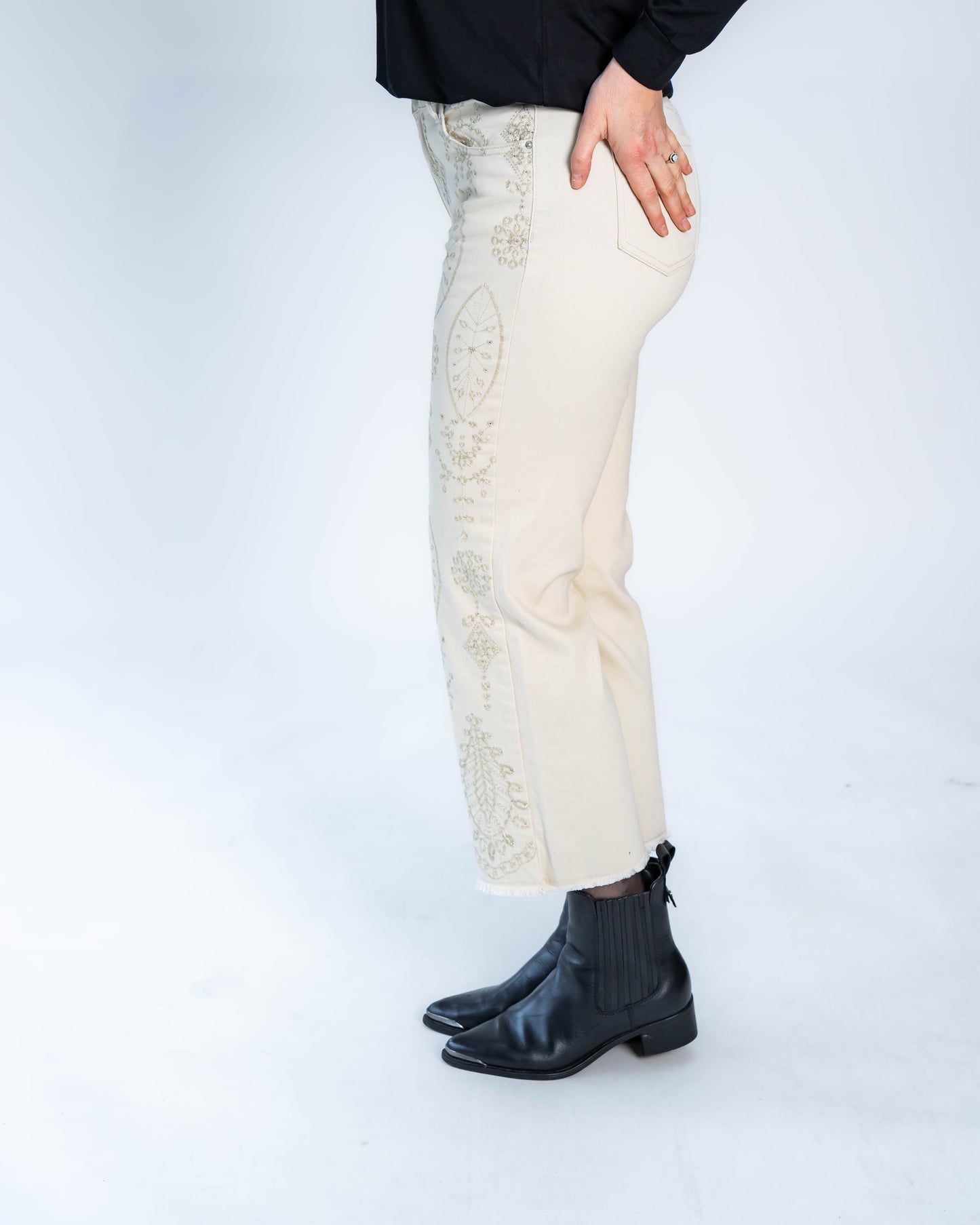 Jeans Esme Bordado Beige