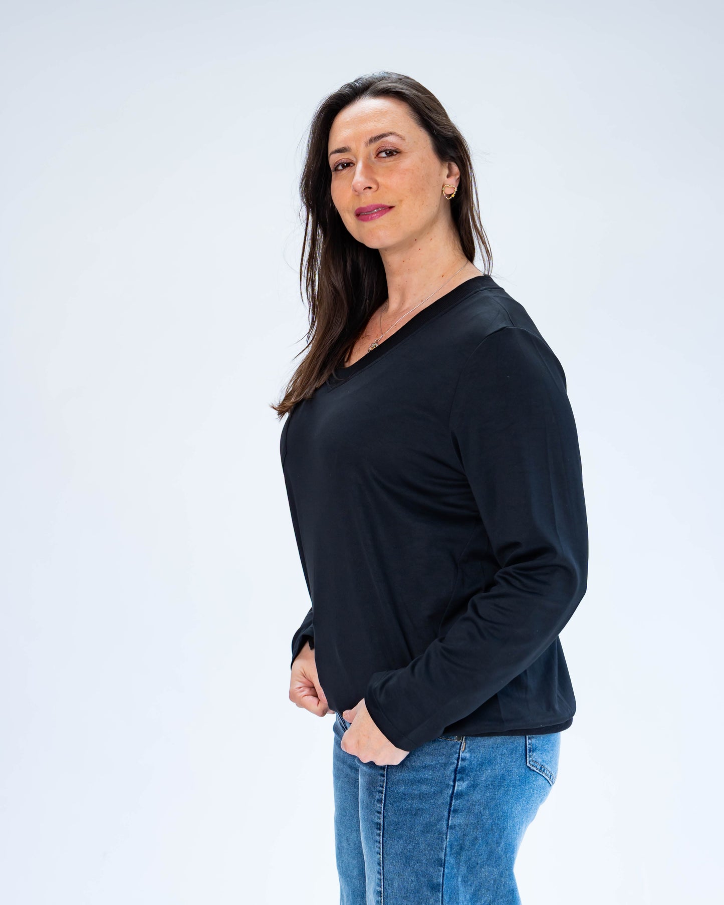 Polera Básica Erica Bolsillo Negro