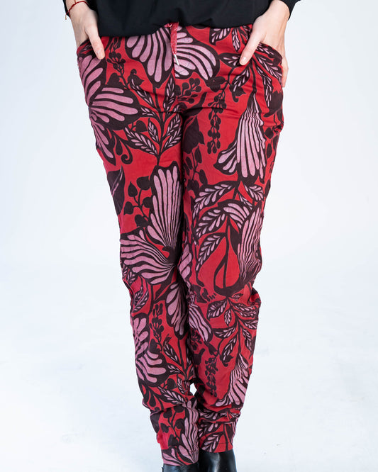 Pantalón Bernardo Estampado Rojo