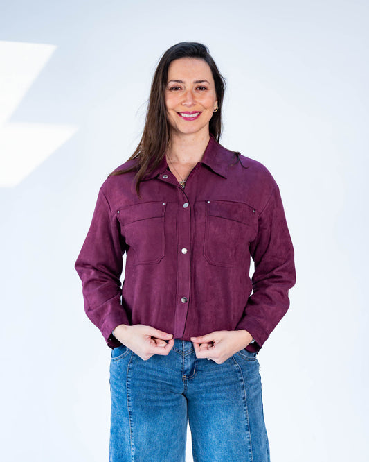 Chaqueta Biker Jesu Gamuza Merlot