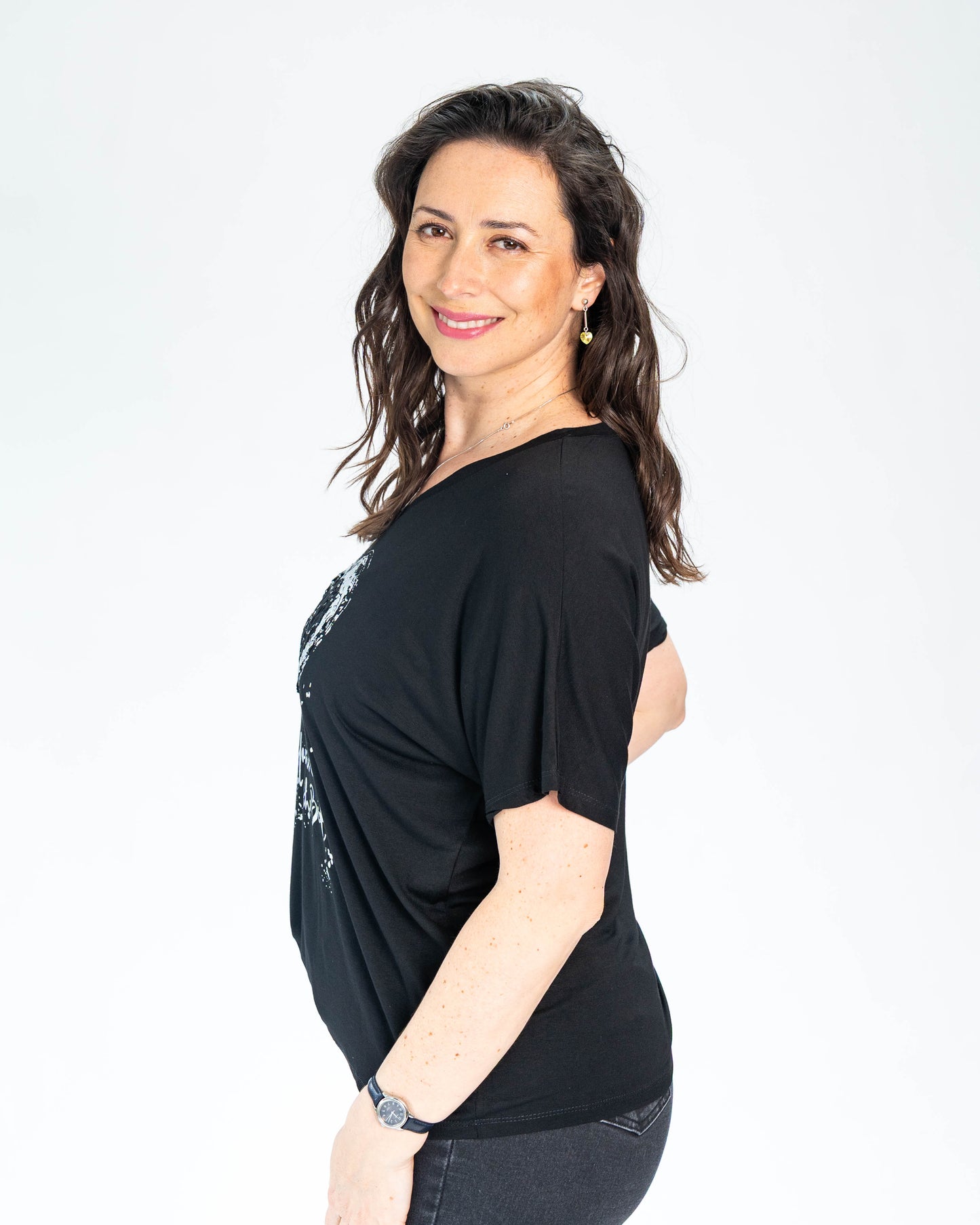 Polera Corazón Encaje Negro