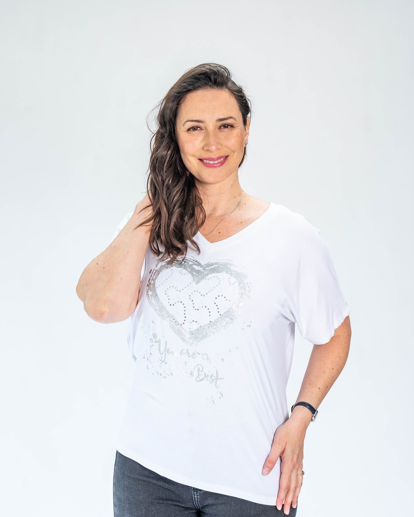 Polera Corazón Encaje Blanco
