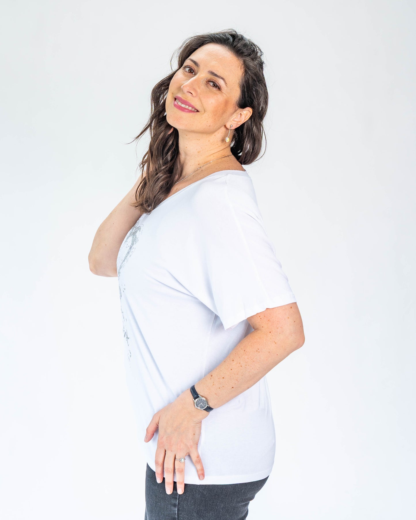 Polera Corazón Encaje Blanco