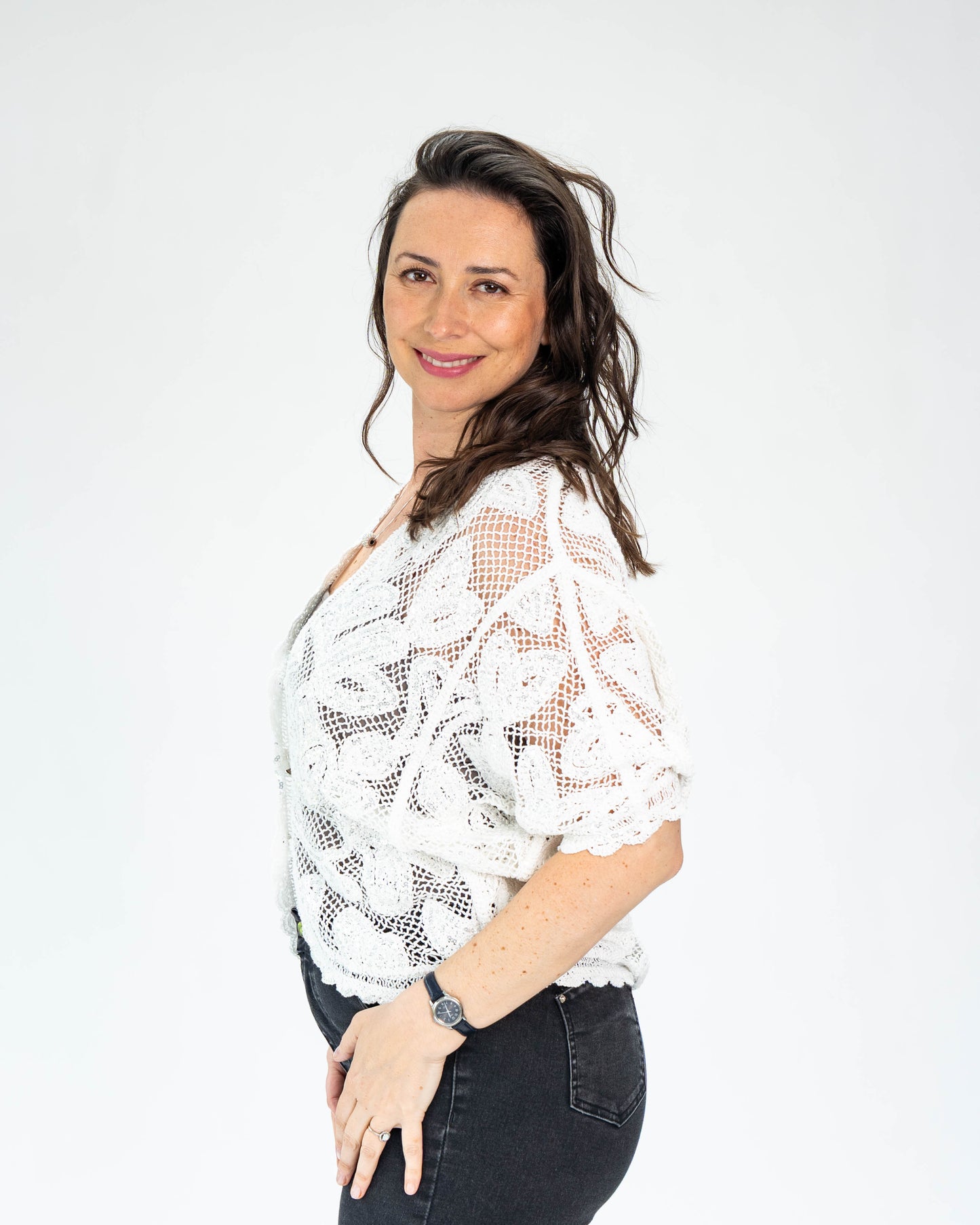 Chaleco Brodery Brillos Blanco