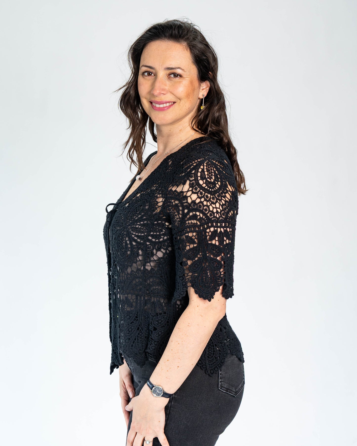 Chaleco Brodery Flor Negro