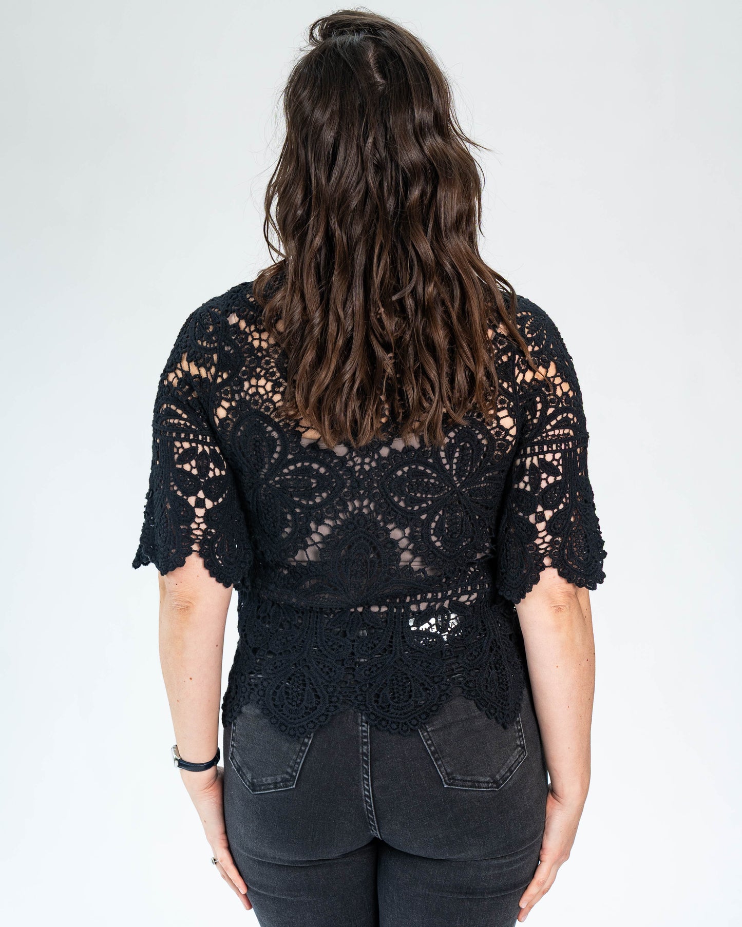 Chaleco Brodery Flor Negro