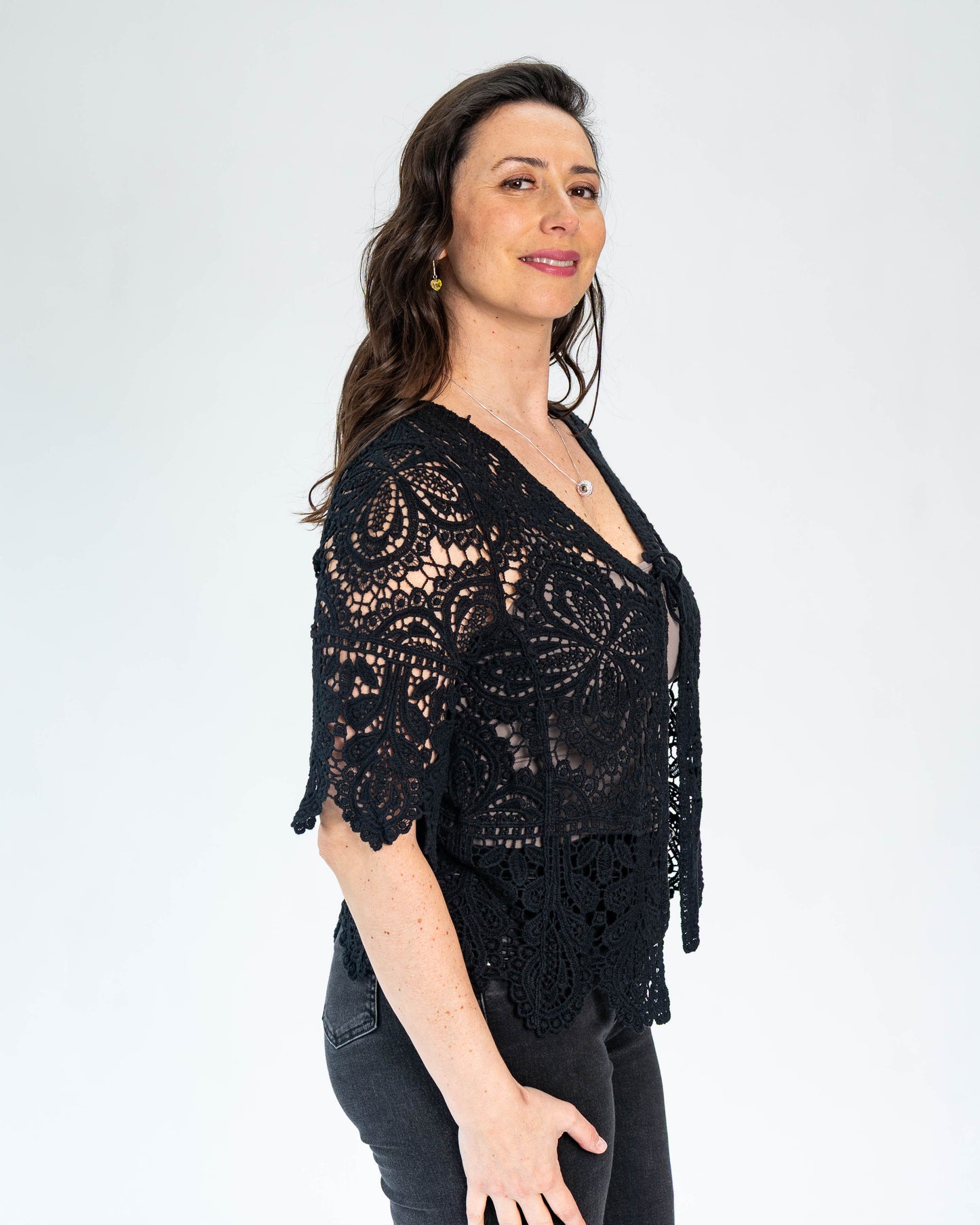 Chaleco Brodery Flor Negro