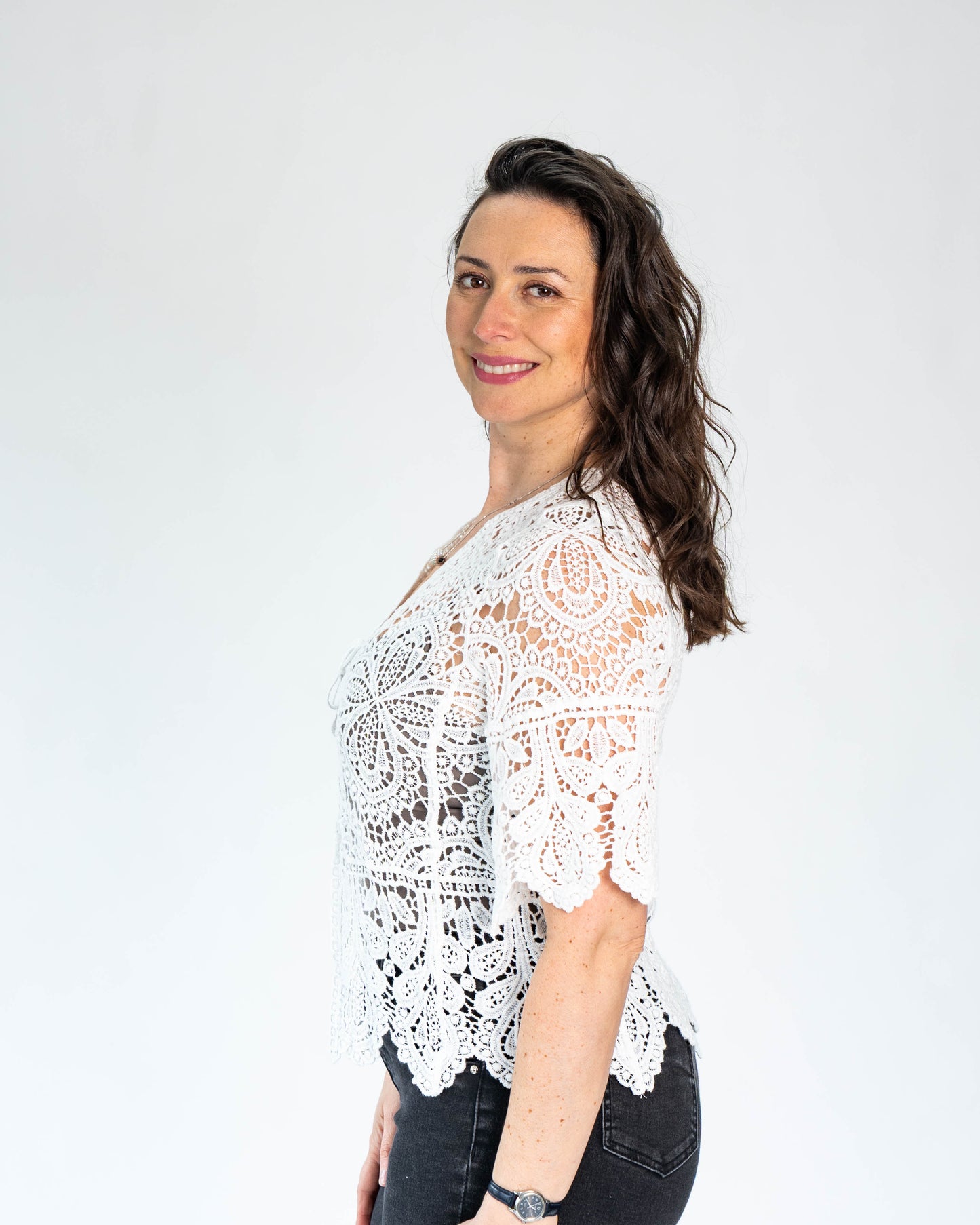 Chaleco Brodery Flor Blanco