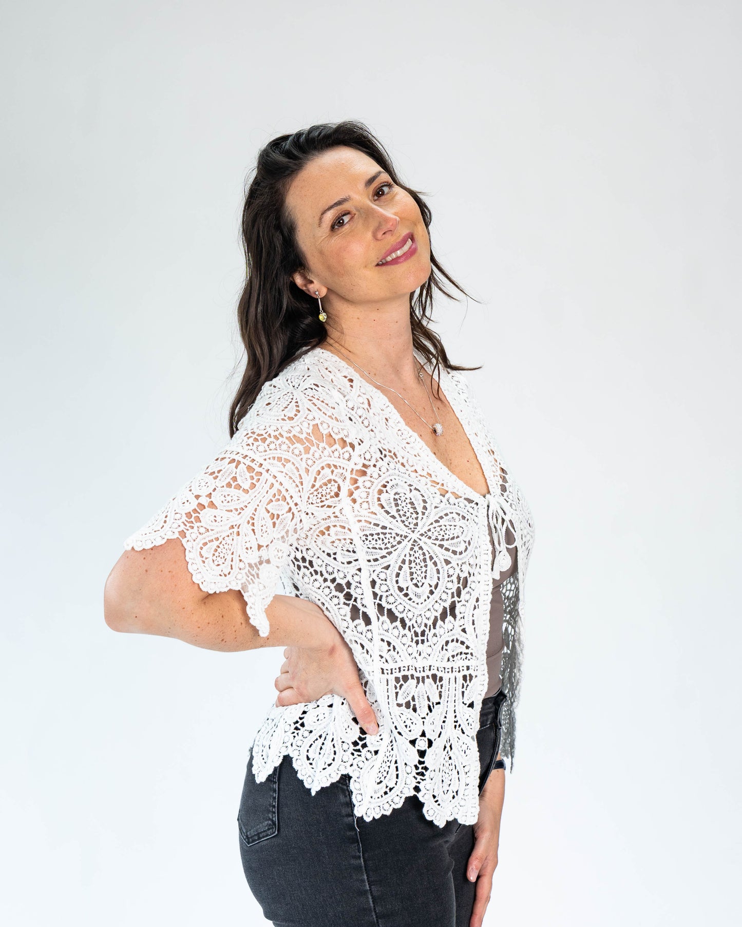 Chaleco Brodery Flor Blanco