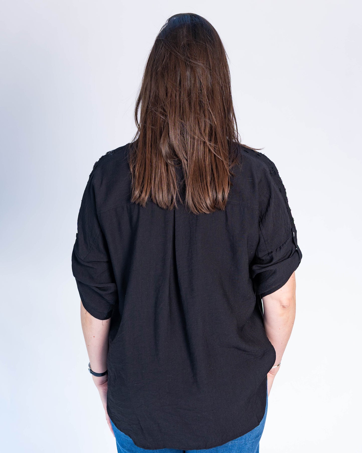 Blusa Cuadrados Lentejuelas Negro