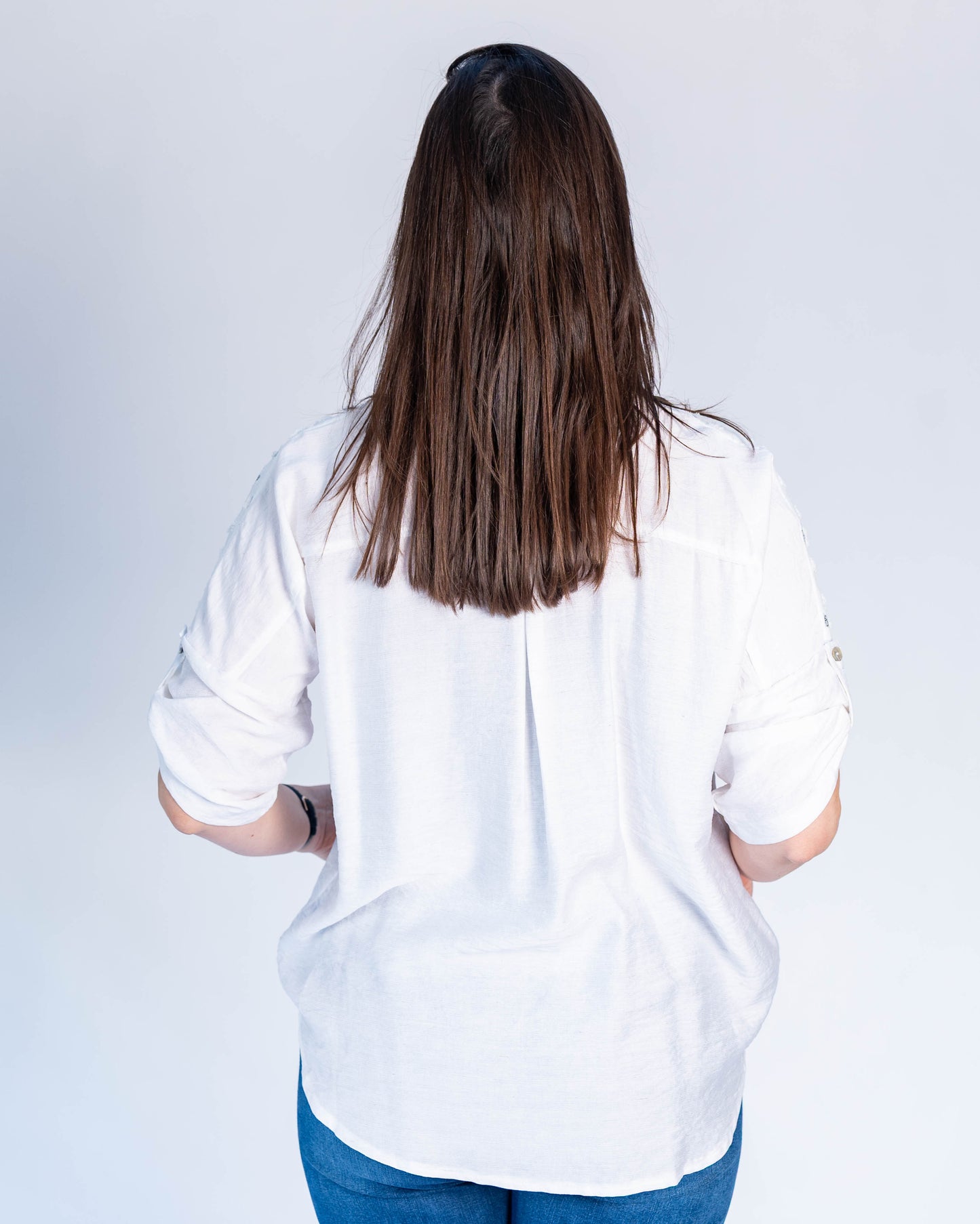 Blusa Cuadrados Lentejuelas Blanco