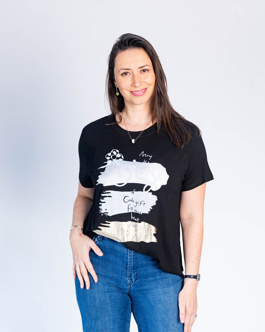 Polera Joy Plateada Negro