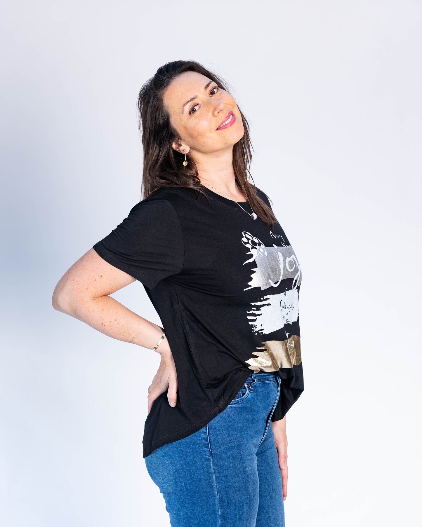 Polera Joy Plateada Negro