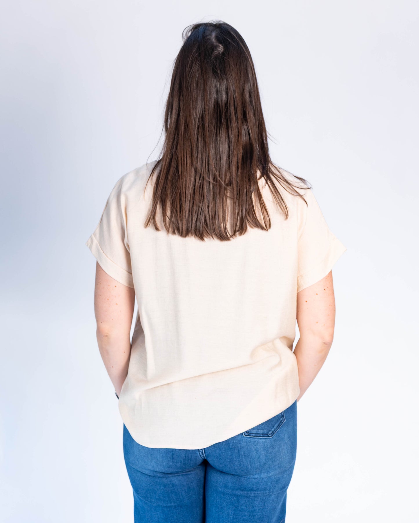 Polera Cuadrados Lentejuelas Beige