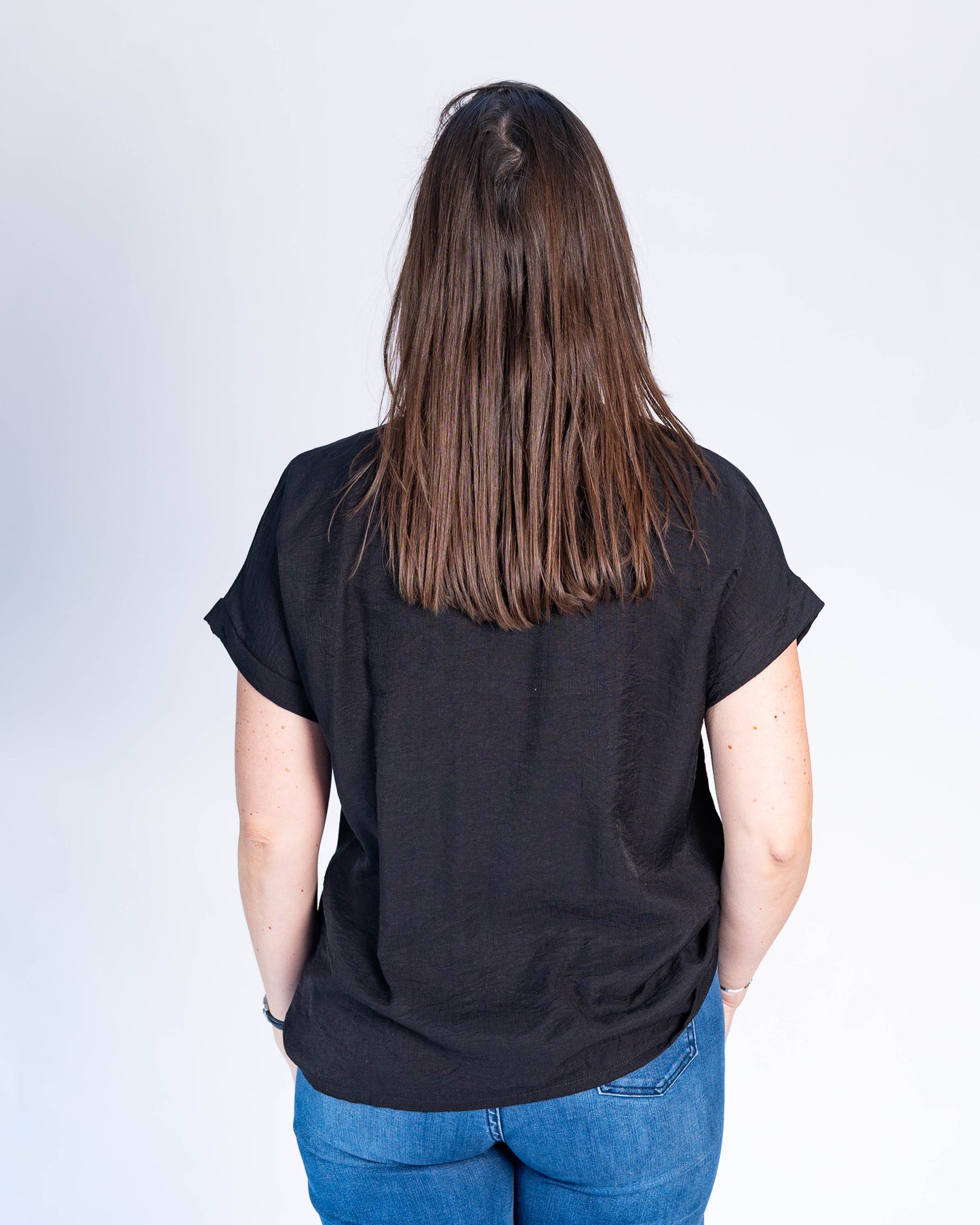 Polera Cuadrados Lentejuelas Negro