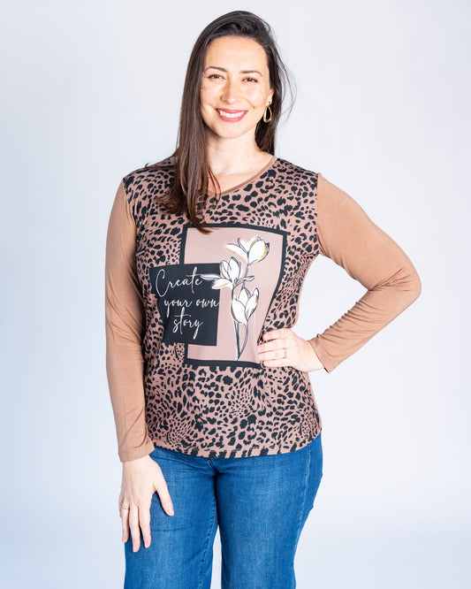 Polera Bianca Print Café