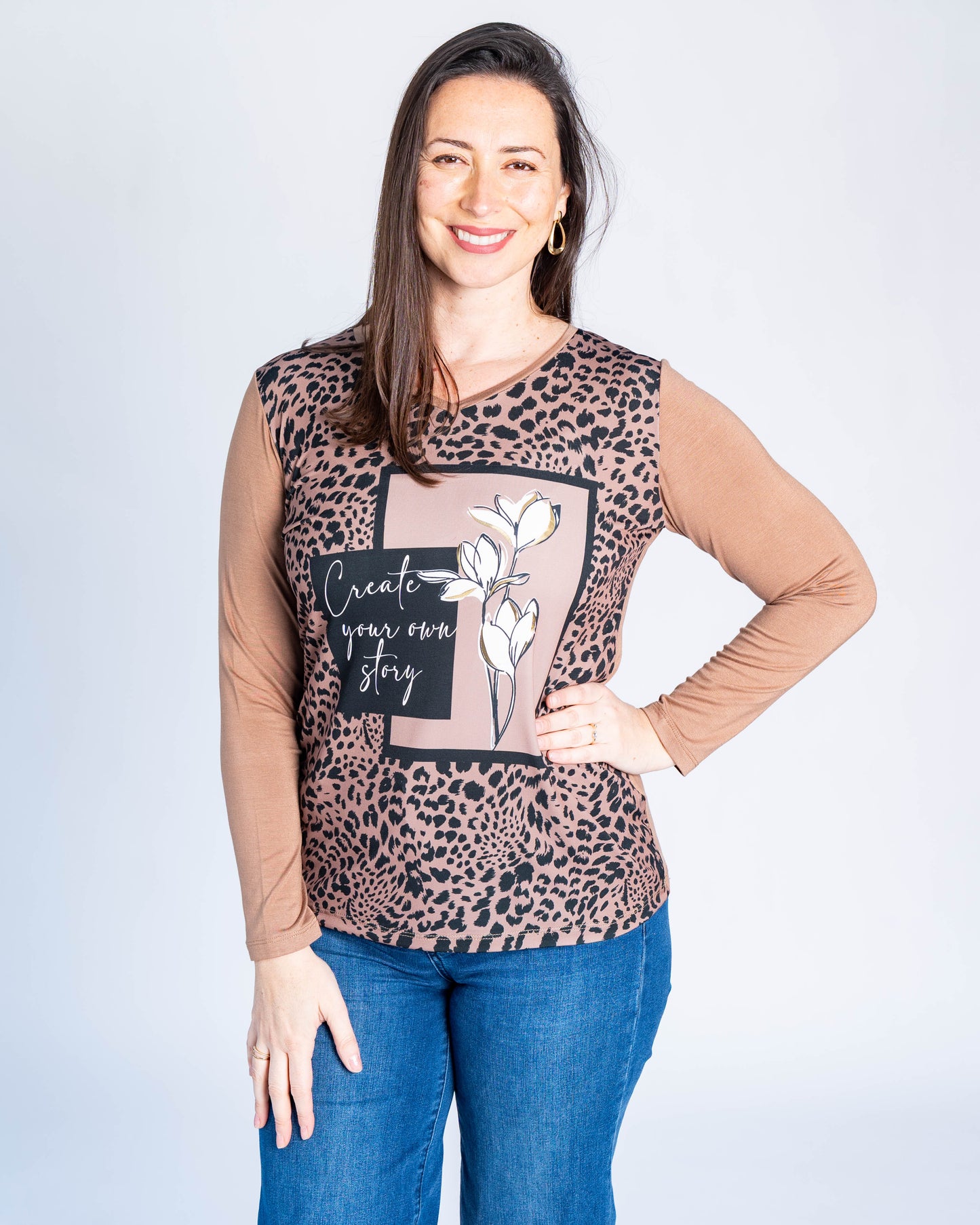 Polera Bianca Print Café