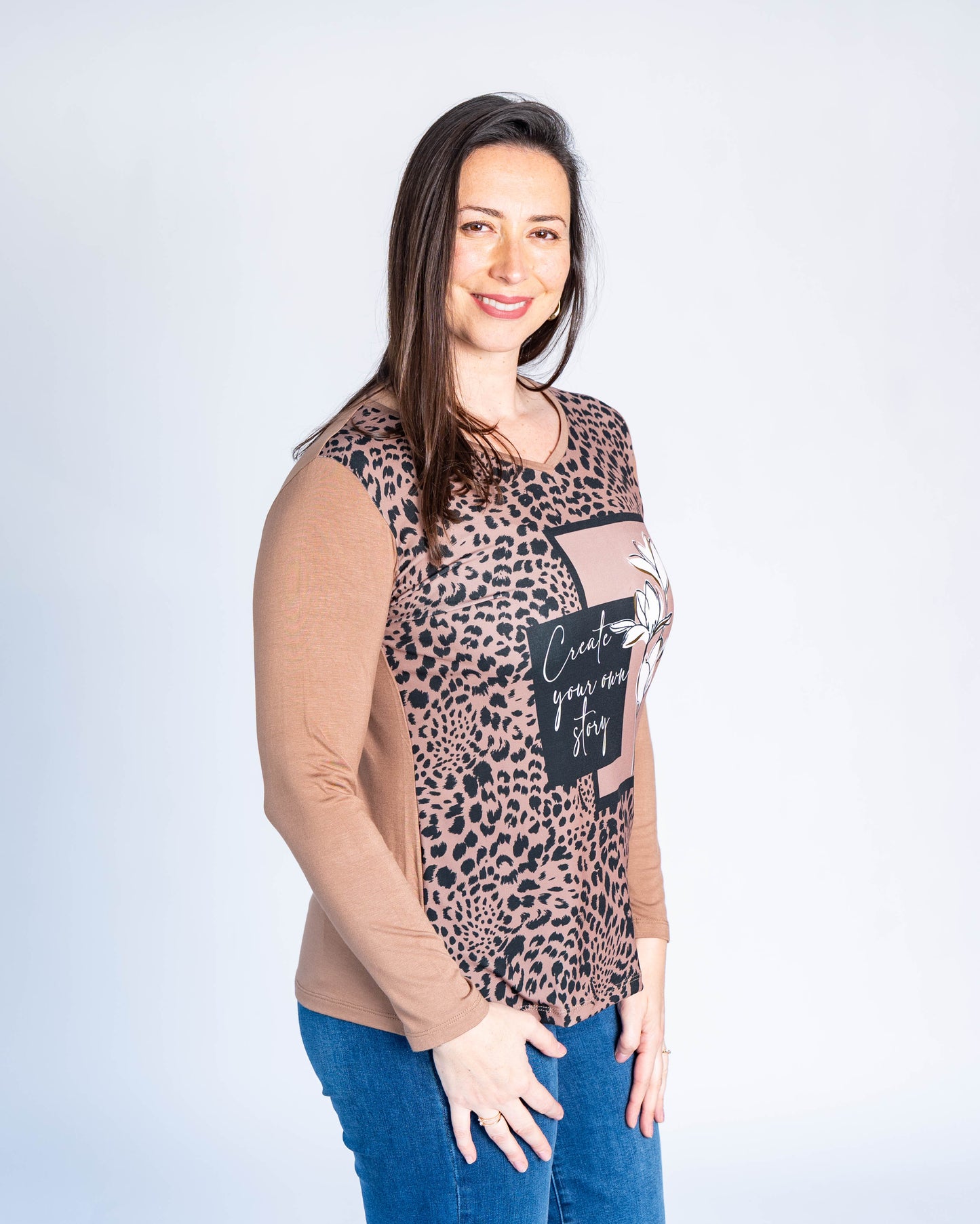 Polera Bianca Print Café