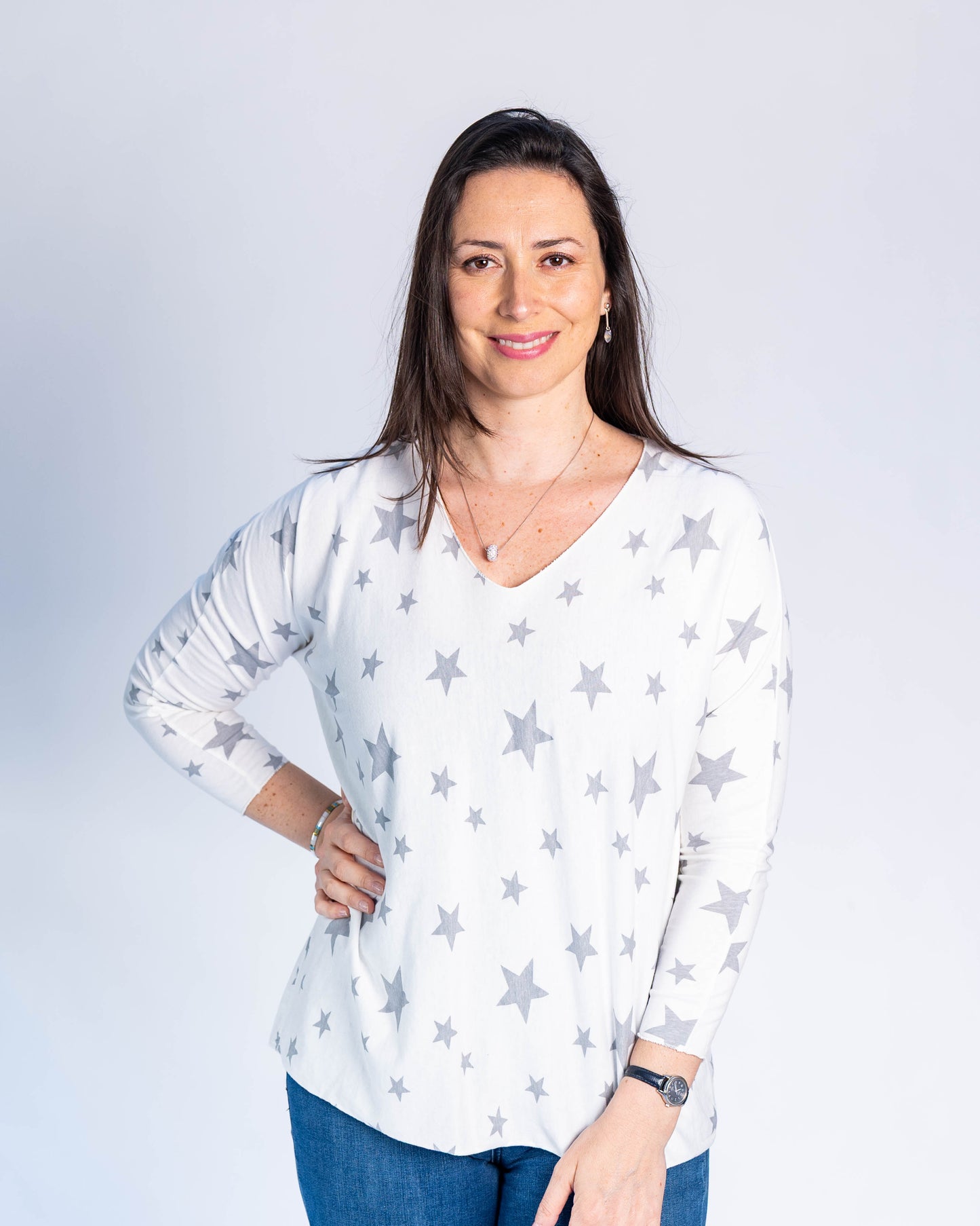 Polera Abigail Estrellas Blanco