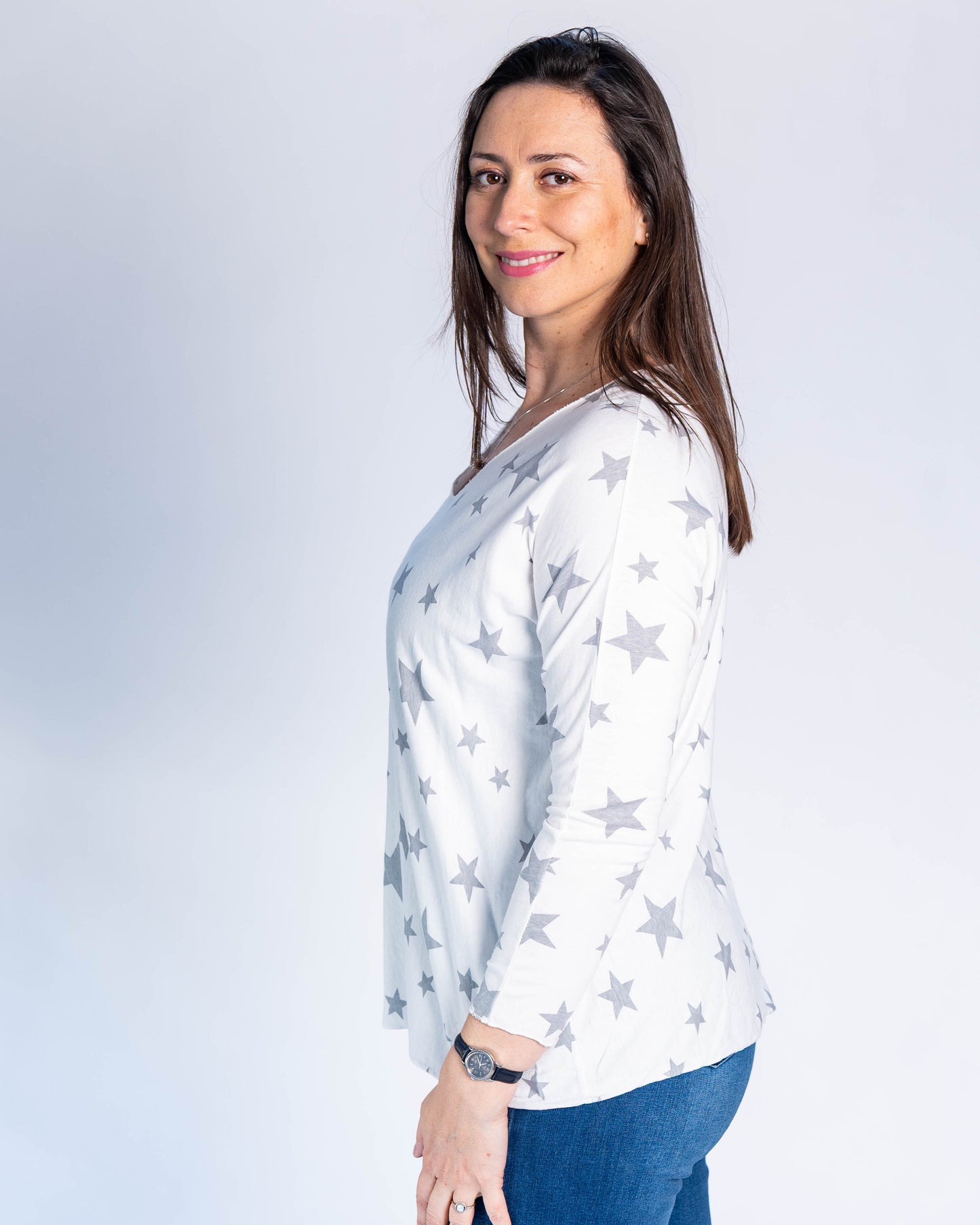 Polera Abigail Estrellas Blanco
