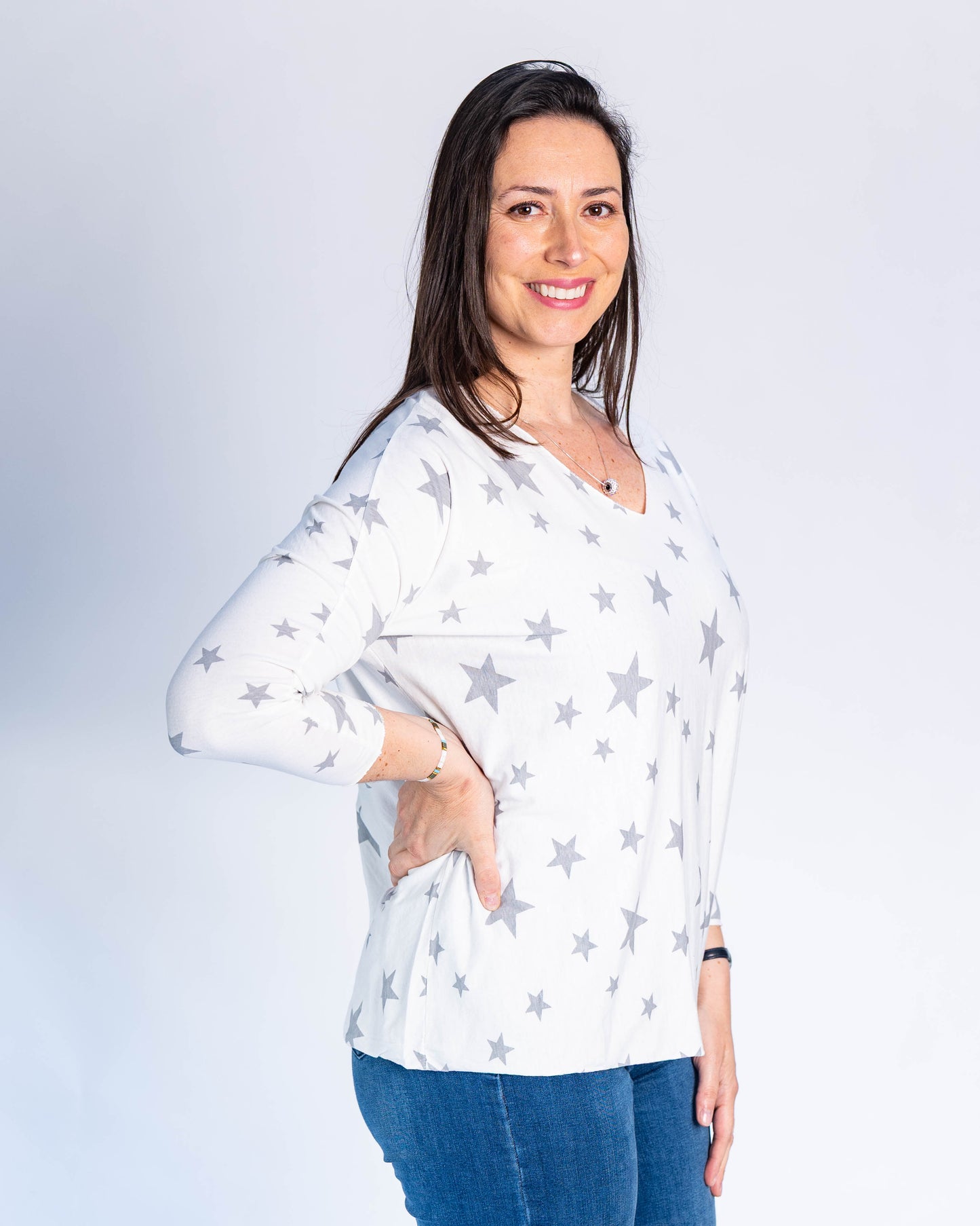 Polera Abigail Estrellas Blanco