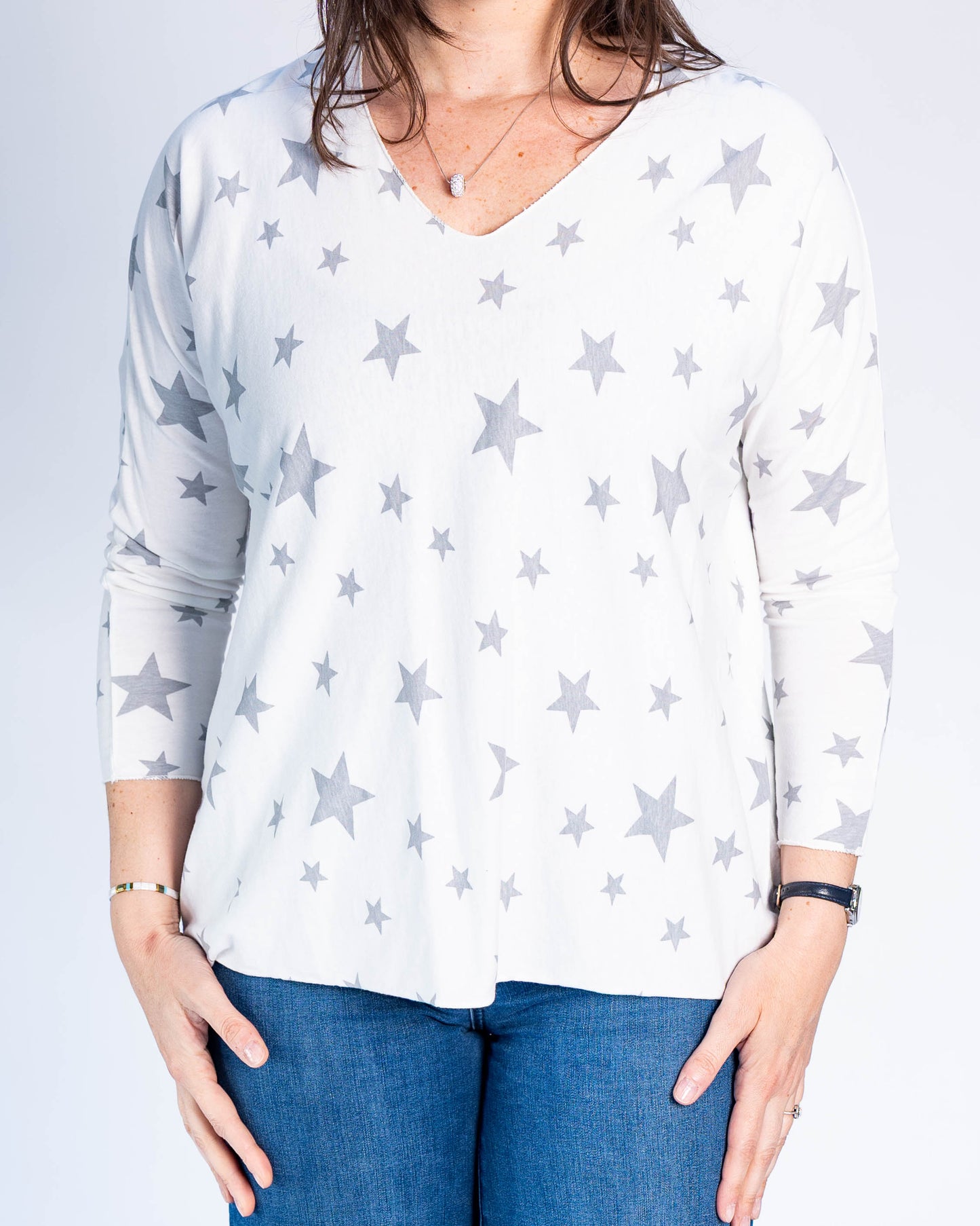 Polera Abigail Estrellas Blanco