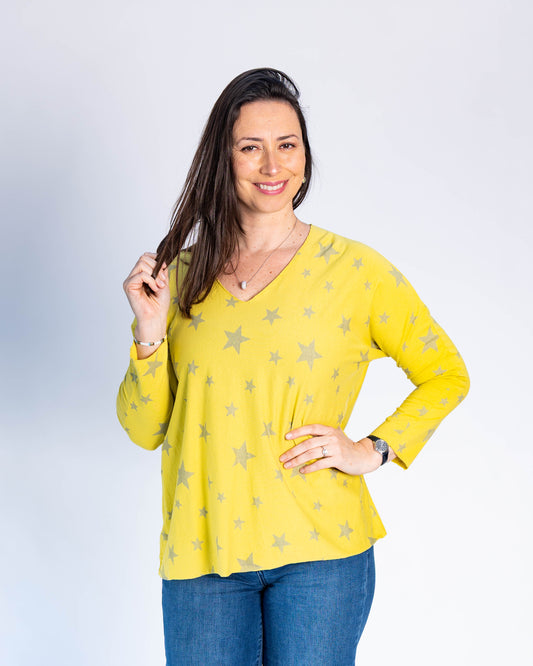 Polera Abigail Estrellas Amarilla